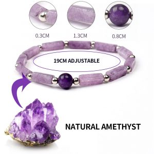 Am thyste naturelle Bracelet amincissant en pierre Bracelets nerg tiques pour femmes Bracelet de perte de 2