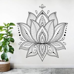 Autocollant Mural Lotus Mandala fleur de Lotus autocollant de d coration pour salle de m ditation 3