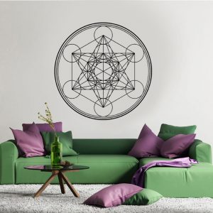 Autocollant mural en vinyle g om trique en forme de Metatron Cube alchimie ligne murale cercle