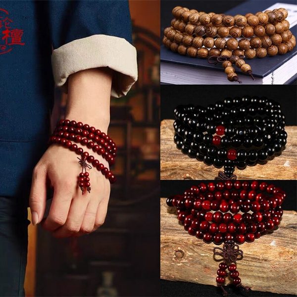 Bracelet de perles en bois naturel pour hommes et femmes bouddha tib tain en bois de 1