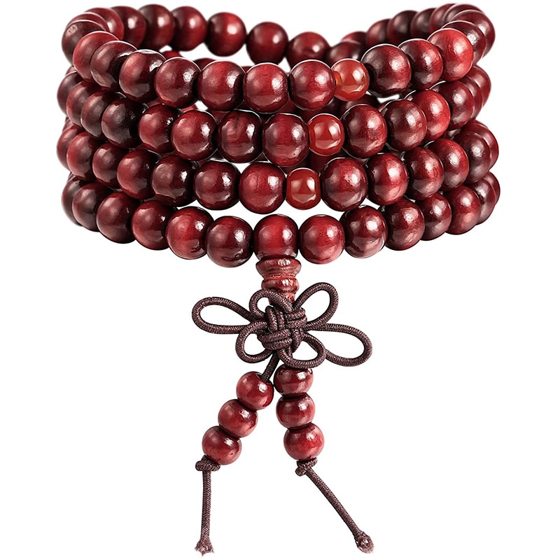 Bracelet de perles en bois naturel pour hommes et femmes bouddha tib tain en bois de
