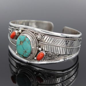 Bracelet en pierre naturelle de couleur argent Antique rouge bleu pour femme Bracelet ouvert Simple bijoux 1