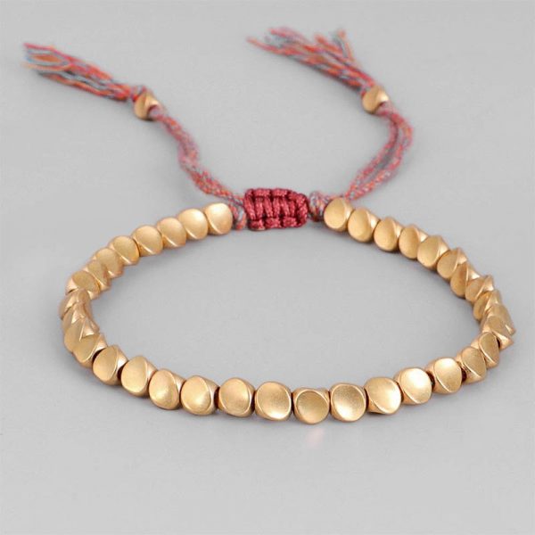 Bracelets bouddhistes tib tains faits la main perles de cuivre tress es Bracelet en corde porte 1