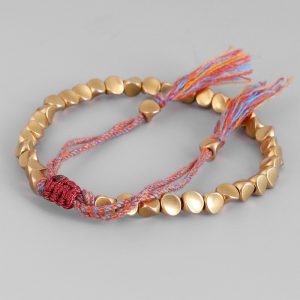 Bracelets bouddhistes tib tains faits la main perles de cuivre tress es Bracelet en corde porte 3