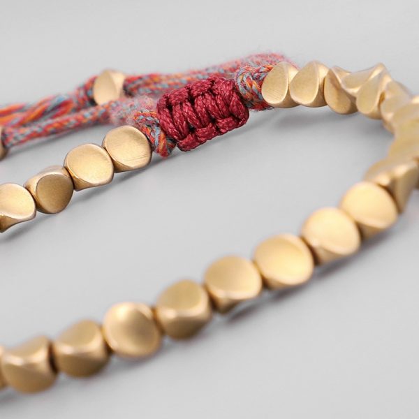 Bracelets bouddhistes tib tains faits la main perles de cuivre tress es Bracelet en corde porte 4