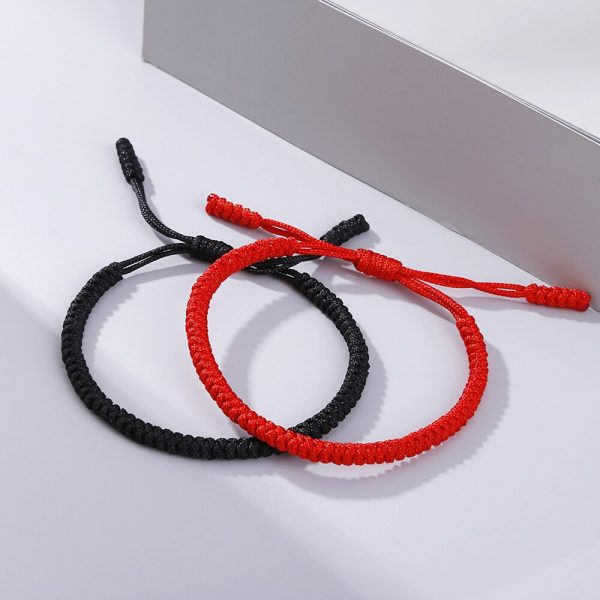 Bracelets en corde tib tain porte bonheur faits la main Bracelets en fil noir et rouge 2