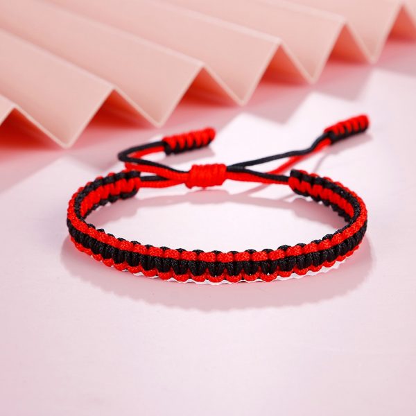 Bracelets en corde tib tain porte bonheur faits la main Bracelets en fil noir et rouge 3