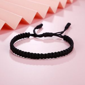 Bracelets en corde tib tain porte bonheur faits la main Bracelets en fil noir et rouge 4