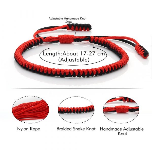 Bracelets en corde tib tain porte bonheur faits la main Bracelets en fil noir et rouge 5