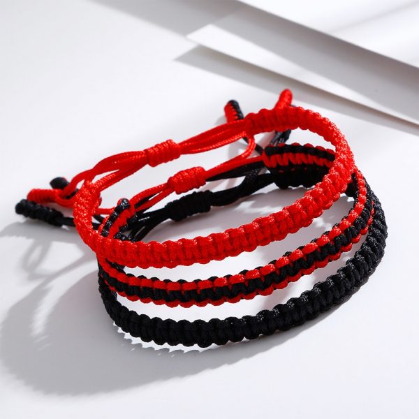 Bracelets en corde tib tain porte bonheur faits la main Bracelets en fil noir et rouge