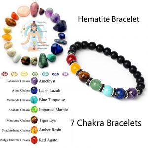Bracelets en h matite naturelle 7 Chakra pour hommes pierre d nergie Reiki perte de poids 1
