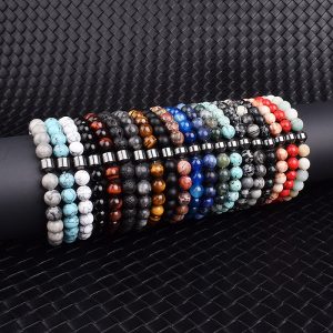 Bracelets en pierre naturelle pour hommes Bracelets de gu rison en h matite cylindre d nergie 1