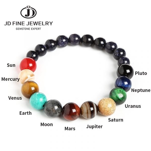 JD Bracelets en pierre naturelle huit plan tes perle hommes femmes univers sept Chakra bracelet Yoga 2