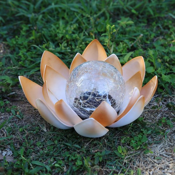 Lampe LED solaire en forme de Lotus imperm able en forme de boule de verre luminaire 2
