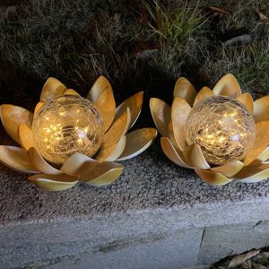 Lampe LED solaire en forme de Lotus imperm able en forme de boule de verre luminaire