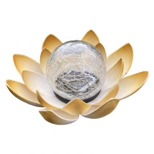 Lampe LED solaire en forme de Lotus imperm able en forme de boule de verre luminaire 4