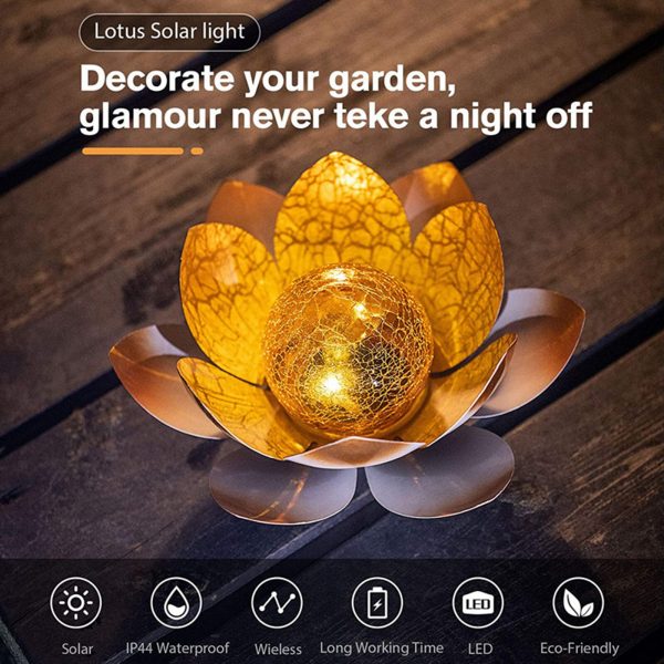 Lampe LED solaire en forme de Lotus imperm able en forme de boule de verre luminaire 5