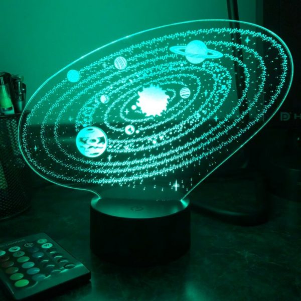 Lampe Led 3D syst me solaire dans l espace Illusion d optique lampe de Table veilleuse 2