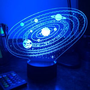 Lampe Led 3D syst me solaire dans l espace Illusion d optique lampe de Table veilleuse