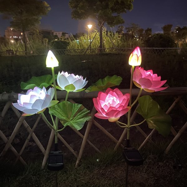 Lampe solaire en forme de Lotus imperm able clairage d ext rieur luminaire d coratif de 1