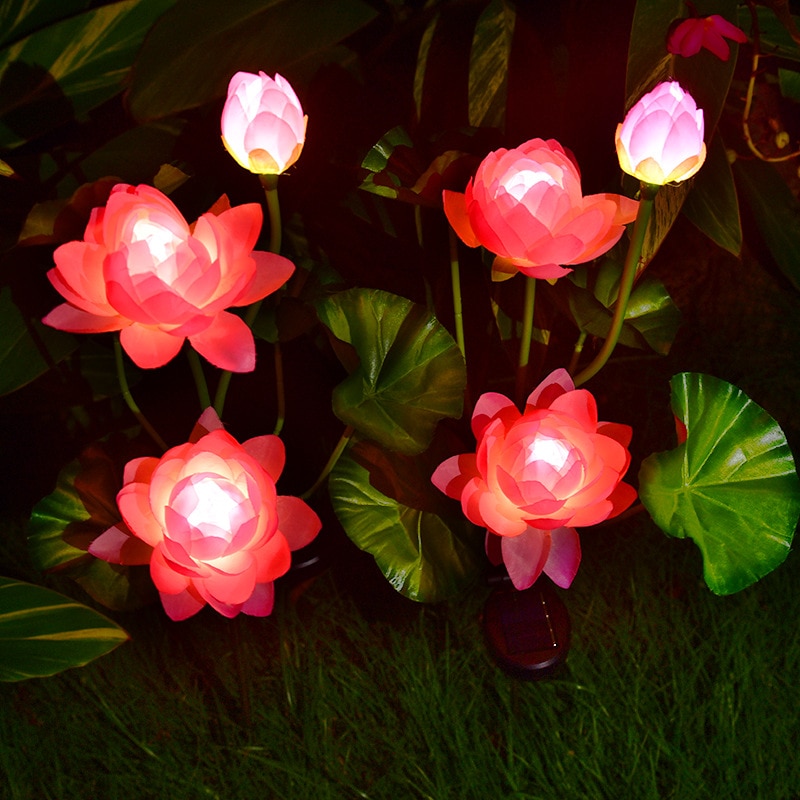 Lampe solaire en forme de Lotus imperm able clairage d ext rieur luminaire d coratif de