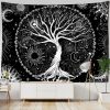 Mystic sorcellerie arbre de vie noir et blanc tapisserie murale suspendue arbre souhaits psych d lique