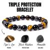 Obsidienne noire naturelle h matite oeil de tigre perles Bracelets hommes pour Protection magn tique de
