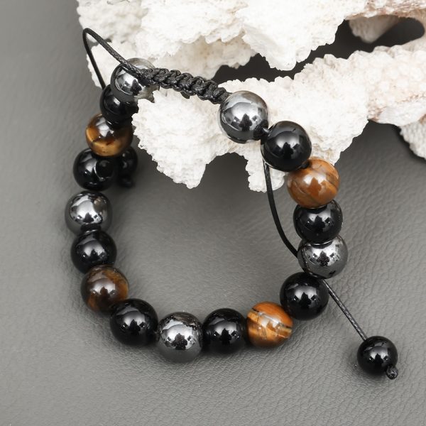 Obsidienne pierre h matite oeil de tigre perles Bracelets perte de poids Bracelet corde r glable 5