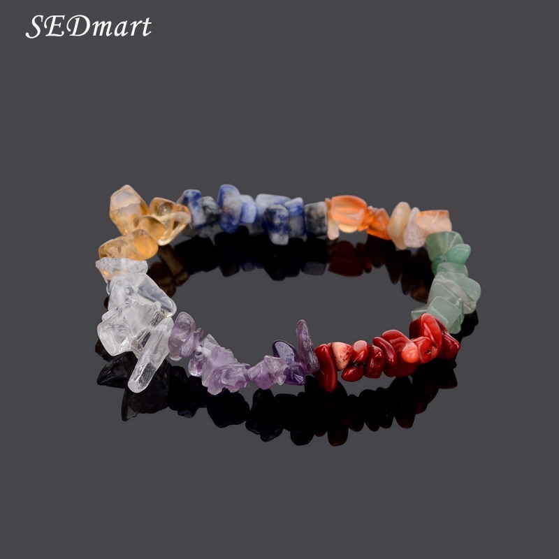 SEDmart Bracelet en pierres naturelles irr guli res des 7 chakras perles en cristal la mode