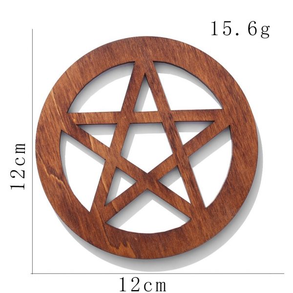 Table ornementale en bois de 12cm sous verre en forme d autel pentagramme d coration murale 2