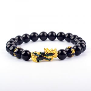 Feng Shui obsidian Bracelet de perles de pierre hommes femmes Bracelet couleur or Pixiu noir Six 3