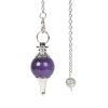 Pendule de Divination en cristal naturel Agates violettes Reiki Explore c ne pendentif breloque bijoux min