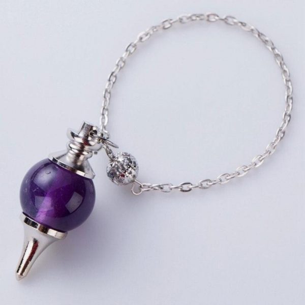 Pendule de Divination en cristal naturel Agates violettes Reiki Explore c ne pendentif breloque bijoux min 3