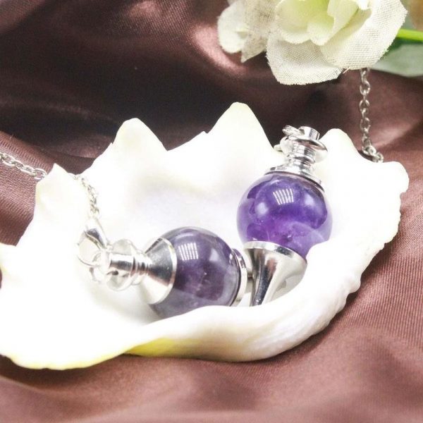 Pendule de Divination en cristal naturel Agates violettes Reiki Explore c ne pendentif breloque bijoux min 4
