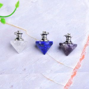 Pendule en cristal naturel Reiki pierre de gu rison Lazuli am thyste pendentif la mode min 4