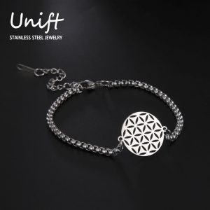 Unift Bracelet Vintage Chakra fleur de vie pour femmes en acier inoxydable bo te cha ne 2